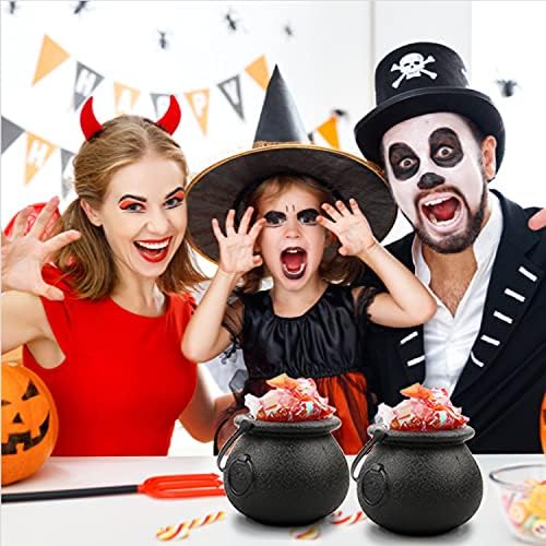 LOMIMOS 12pcs Halloween Mini Black Cauldron Candy Server