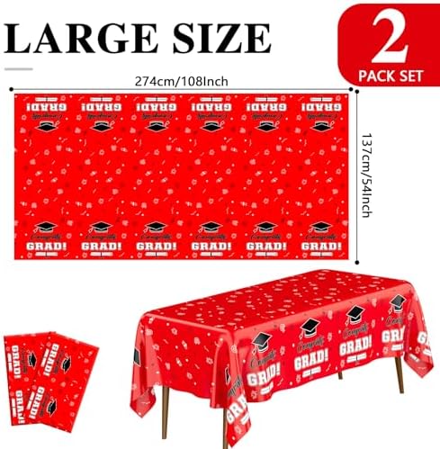 Red and Black Graduation Tablecloths 2024 - 2 Pcs