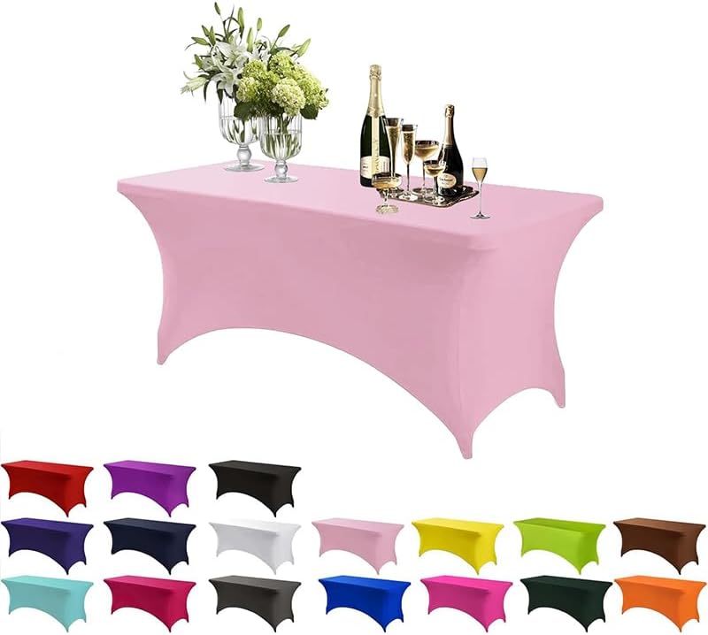 Spandex Table Cover 6ft Pink 4ft Rectangular Stretch Tablecloth for Home Events