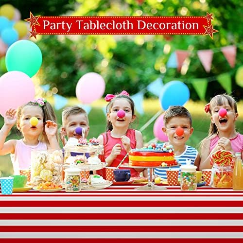 Jecery 54 Inch x 100 Ft Tablecloth Roll Red White Stripes