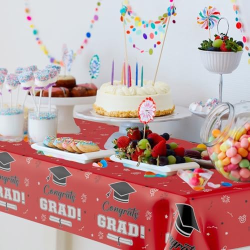 Red and Black Graduation Tablecloths 2024 - 2 Pcs