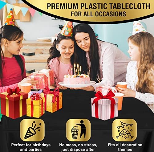 Pink Plastic Table Cloths 6 Pack with 12 Clips for Rectangular Tables