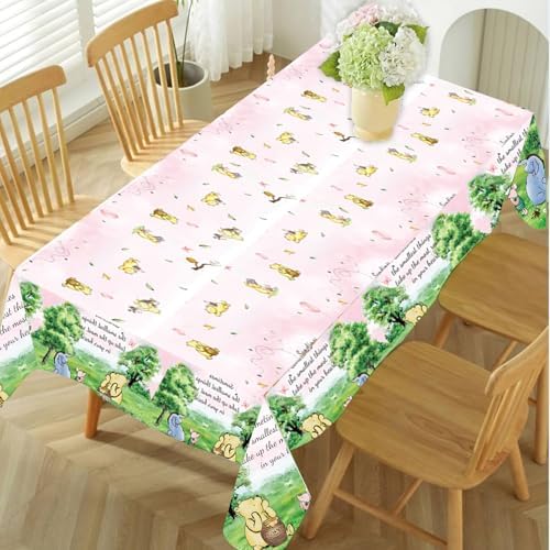 3PCS Pink Winnie Bear Tablecloth Baby Shower Decorations