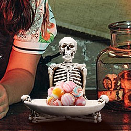 Halloween Candy Bowls with White Skull and Ghost Design