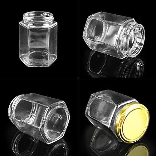 Betrome 30 Pack 6oz Hexagon Glass Jars with Gold Lids