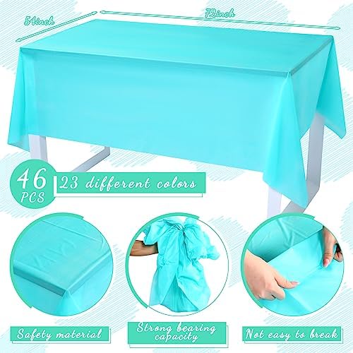 Newwiee 46 Pack Plastic Tablecloths for Rectangle Tables 54x72