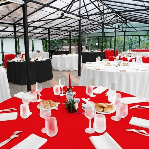 MASHAN 12 Pcs Red Black White Plastic Tablecloths