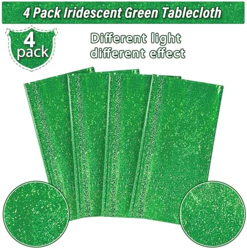 4 Pcs Iridescent Green Tablecloth Party Decorations