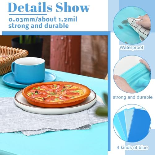 Frienda 12 Pcs Assorted Color Plastic Tablecloth for Parties