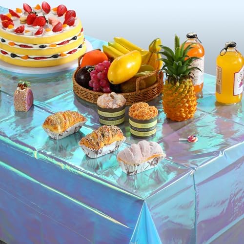 FunnyPars 3 Pack Iridescent Blue Tablecloths