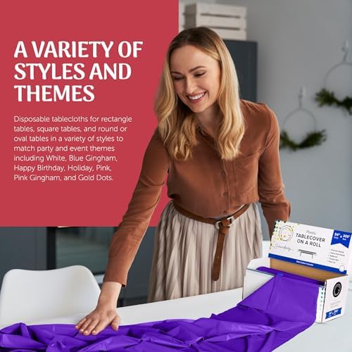 Grandipity Plastic Tablecloth Roll Purple 54x300 Cut to Size