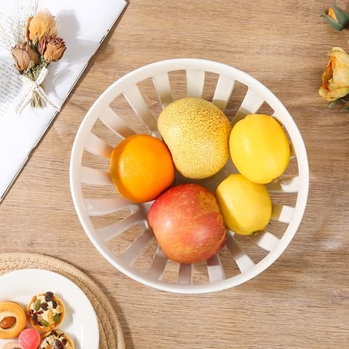 SLIVOUS Ceramic Fruit Bowl 95 Inch White