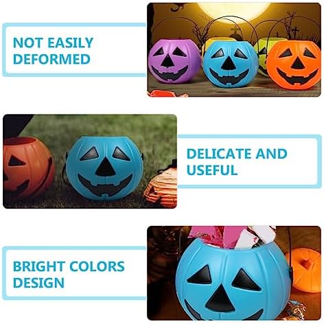 VOSAREA 2pcs Pumpkin Bucket Halloween Candy Server with Handles