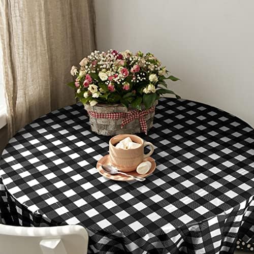 Disposable Checkered Round Tablecloth 84 Buffalo Plaid 6 Pieces