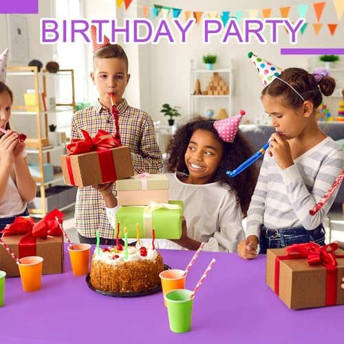 Peryiter 12 Pack Assorted Neon Plastic Tablecloths Rectangle Table Covers for Parties