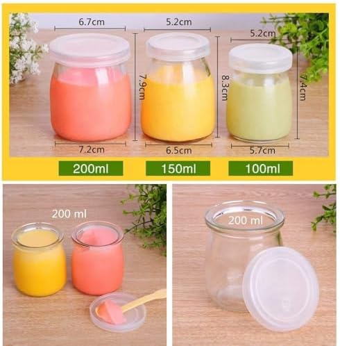 6 Pcs Yogurt Pudding Jars With Plastic Lids 7 Oz