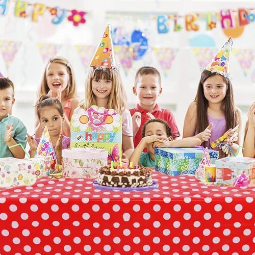 Kesfey 3 Pack Red Polka Dot Tablecloths 54x108 Inch Mickey Mouse Theme