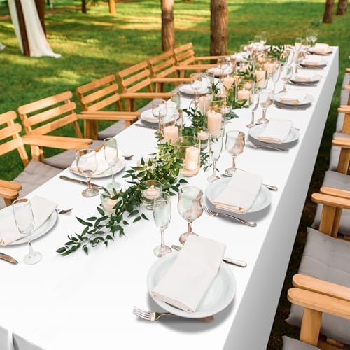 54 Inch x 300 Feet White Tablecloth Roll with Slide Cutter for Parties and Events