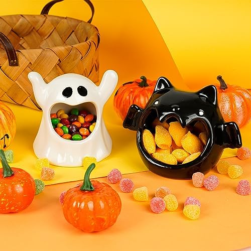 Kolewo4ever 4 Piece Halloween Candy Dish Holder Ceramic Bat Ghost Shape