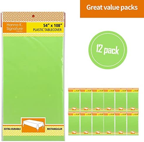 Lime Green Disposable Tablecloth for Rectangle Tables 12 Pack