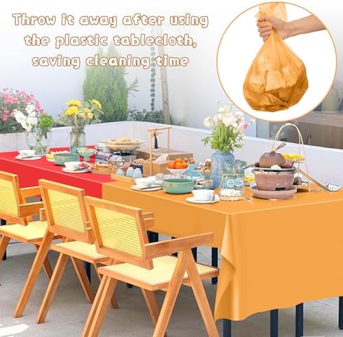 6Pcs Rainbow Neon Plastic Tablecloths Set 54x72 Inch