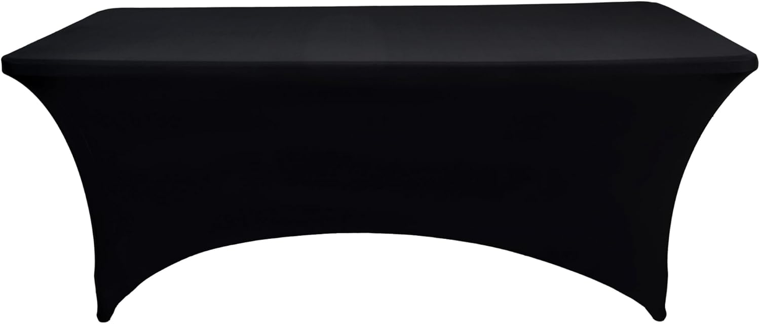 6-Pack 6ft Black Spandex Table Covers for Rectangle Tables