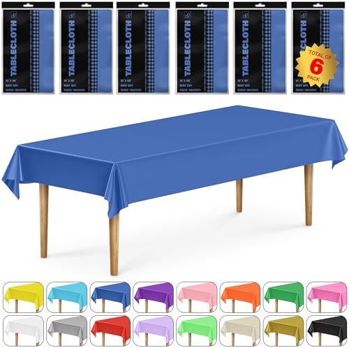 DecorRack 6 Pack Rectangular Tablecloths 54 x 108 inch Royal Blue BPA-Free
