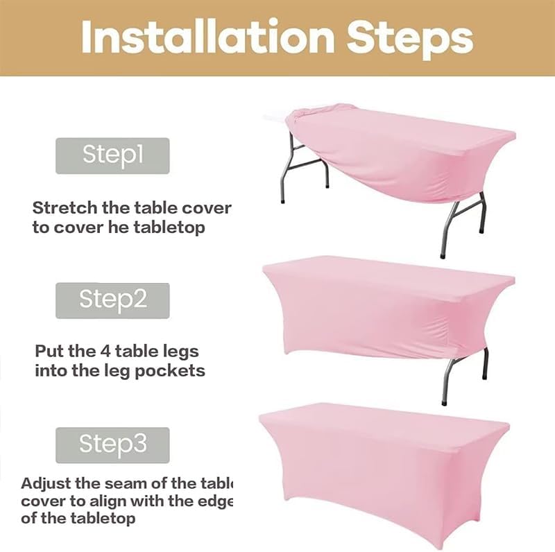 Spandex Table Cover 6ft Pink 4ft Rectangular Stretch Tablecloth for Home Events