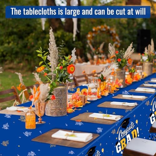 STARSIDE 3 Pack Blue Graduation Tablecloths 54x108