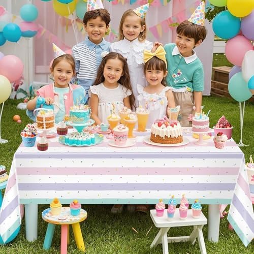 2 Pack Ice Cream Tablecloth Party Decorations 54 x 108 Inch