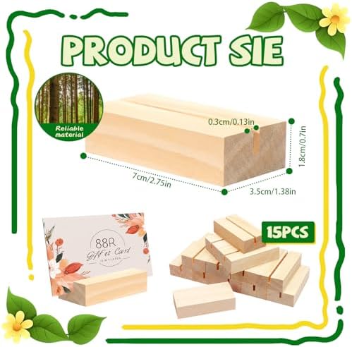 15 Piece Wood Place Card Holder Set for Ceremonies and Events