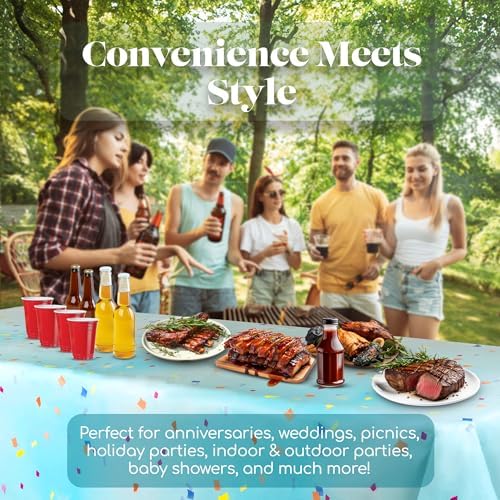 Grandipity 6 Pack Premium Disposable Blue Tablecloth 54x108 Inch Rectangle