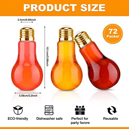 72 Plastic Light Bulb Candy Boxes with Gold Lids