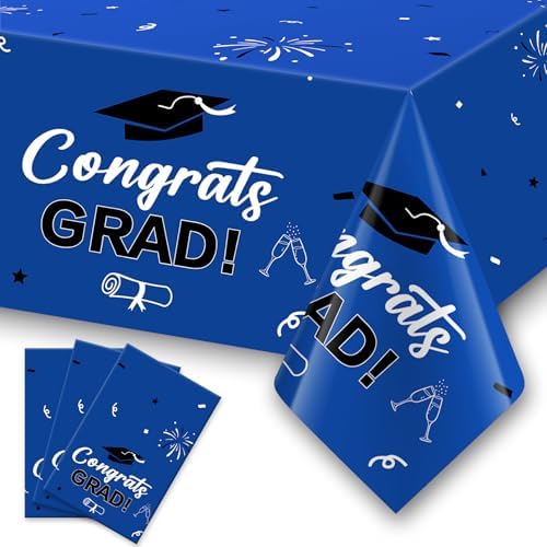 Slergut Graduation Tablecloth Set Blue 2025 3 Pack