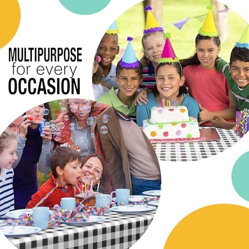 Exquisite Party Solids Black Gingham Table Cover Roll 54x300 Cut to Size with Slide Cutter