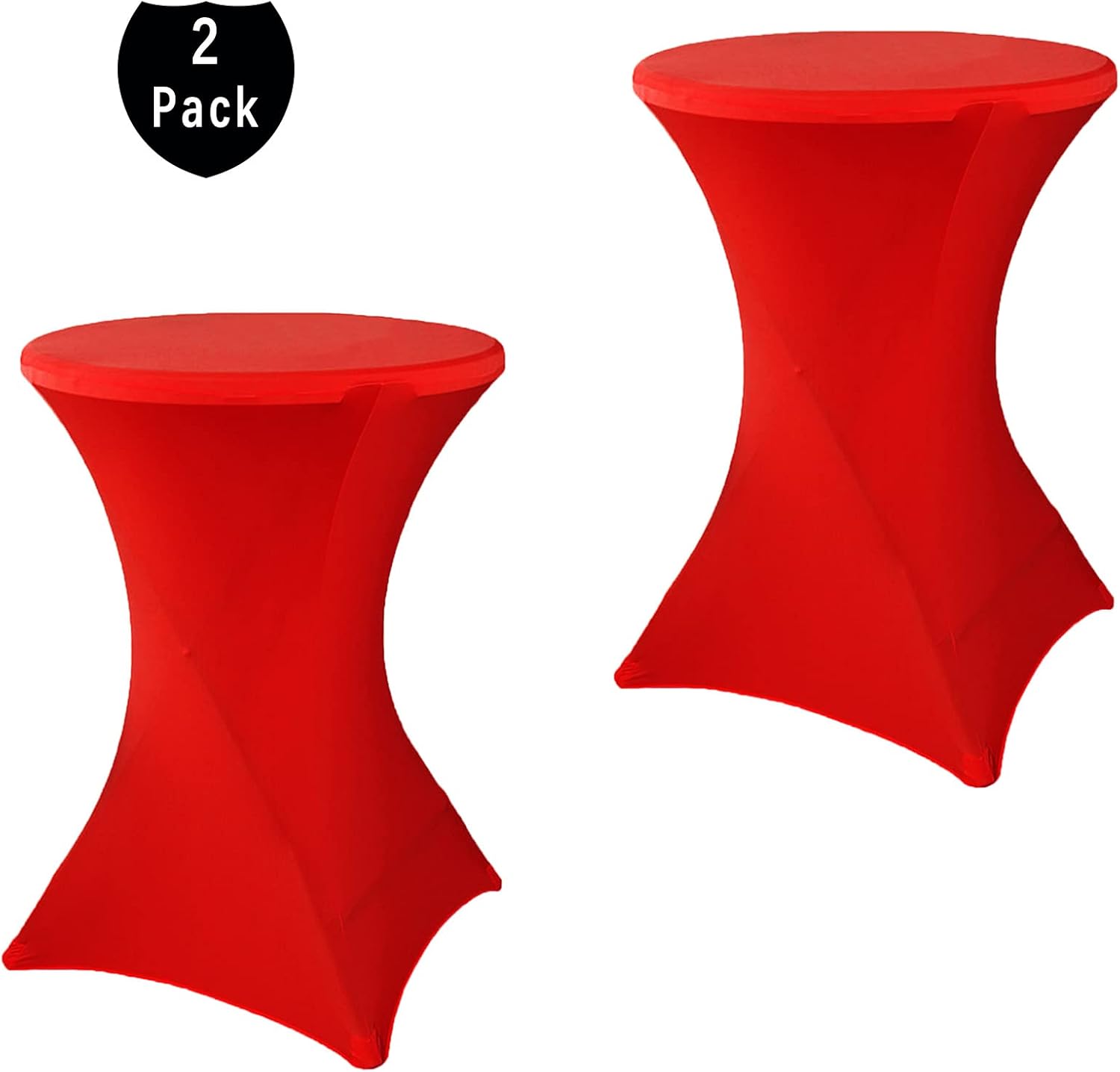 2 Pack 24x43 Inch Red Cocktail Tablecloths Spandex Round Fitted Covers for Events