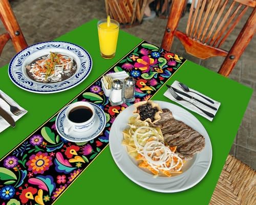 Oudain 3 Pcs Fiesta Tablecloth 108x54 Inch Plastic Table Cover for Mexican Events