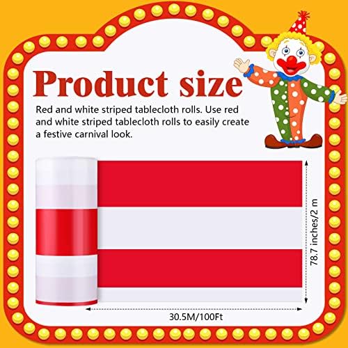 Ctosree Red and White Striped Tablecloth Roll