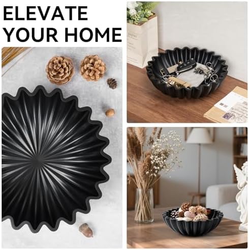 UHEY HOME Large Decorative Fruit Bowl with Ruffle Design