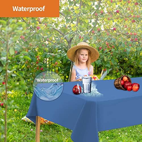 Blue Disposable Plastic Tablecloth for Rectangle Tables 12 Pack