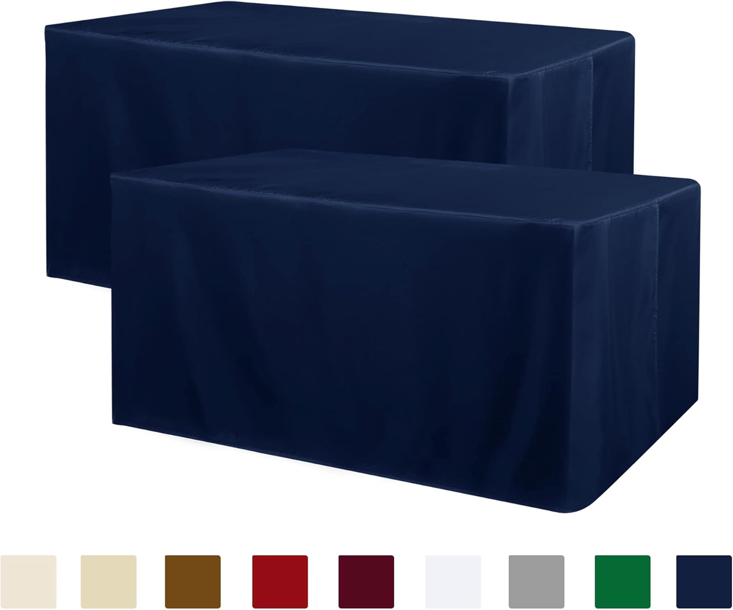 Obstal 2 Pack Water Resistant Tablecloths for 4 Foot Rectangular Tables - Navy