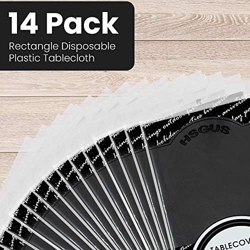 14 Pack Black 54 x 108 in Rectangle Disposable Plastic Tablecloths