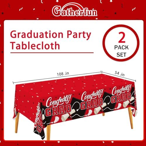 Gatherfun Graduation Decorations 2025 Kit 2 Pcs Red Tablecovers
