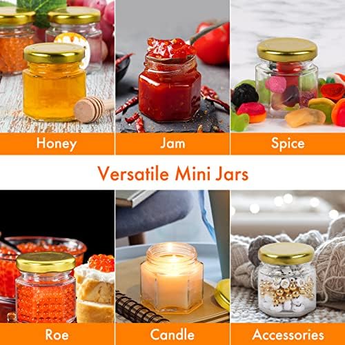 AuroTrends Mini Honey Jars 15oz Glass 30Pack with Dippers
