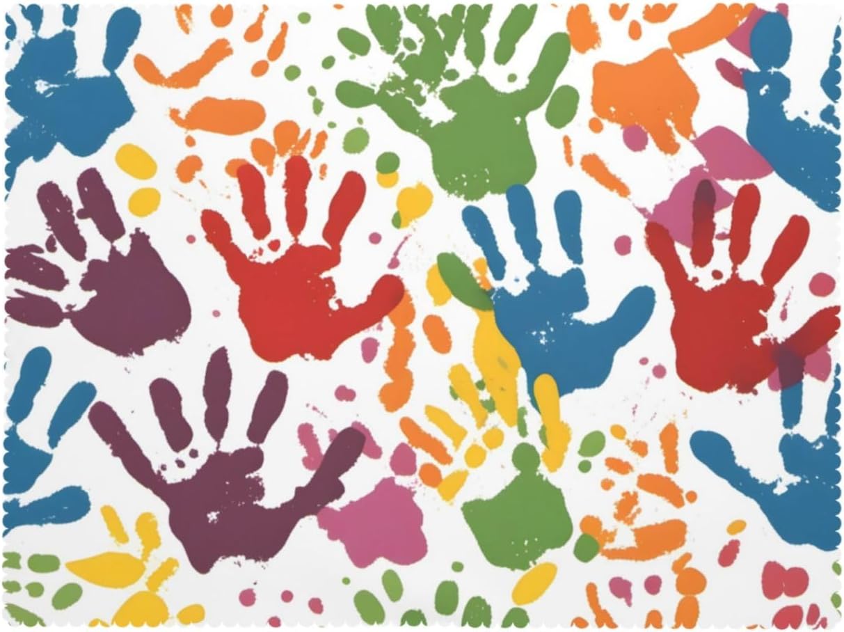 Kids Hand Print Anti-Grease Square Tablecloths