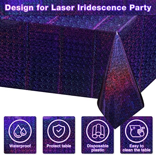 FunnyPars 4 Pack Iridescent Holographic Tablecloths