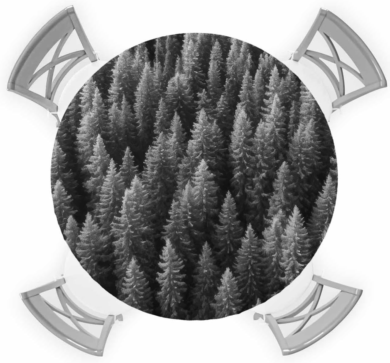 ZOE GARDEN Trees Forest Round Waterproof Table Cover