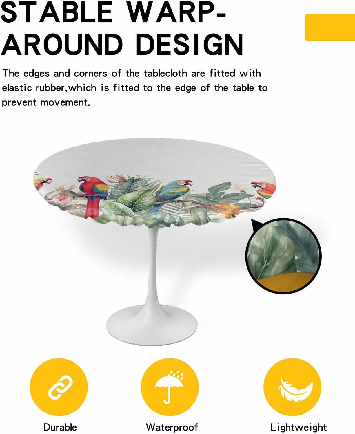 ZOE GARDEN Tropical Palm Round Waterproof Table Cover