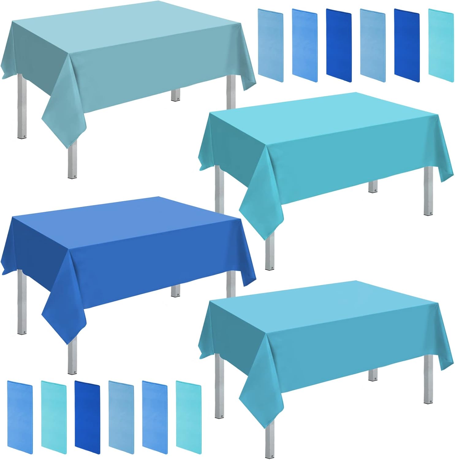 Frienda 12 Pcs Assorted Color Plastic Tablecloth for Parties