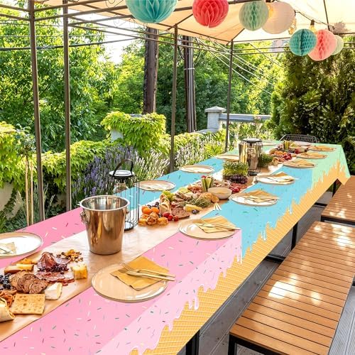 UROINEPA Ice Cream Party Decorations 3Pcs Tablecloths